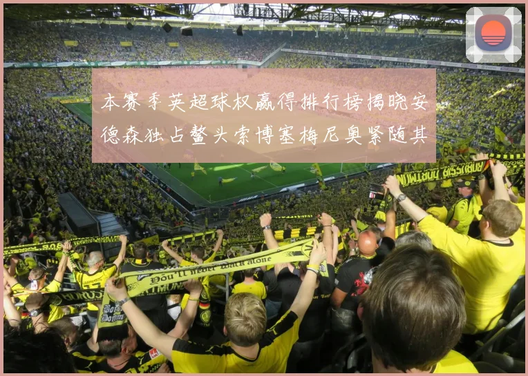 本赛季英超球权赢得排行榜揭晓安德森独占鳌头索博塞梅尼奥紧随其后